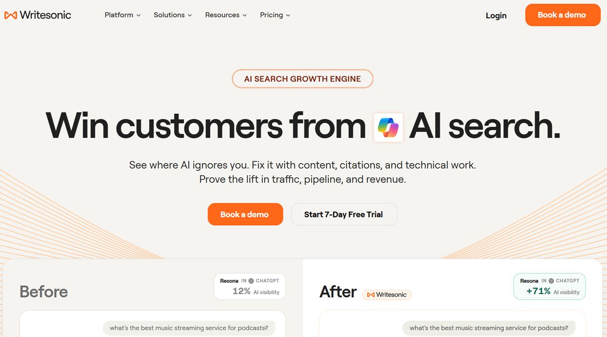 Writesonic front page