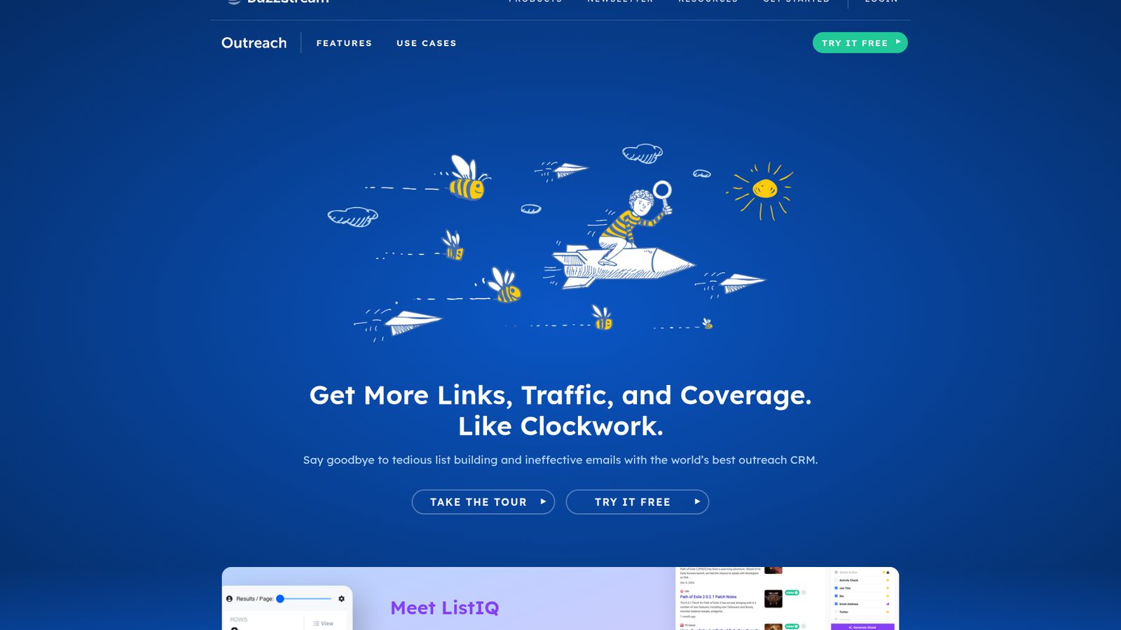 BuzzStream homepage screenshot