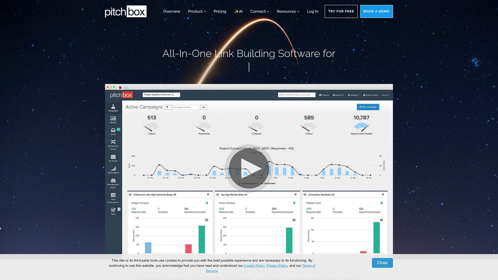 Pitchbox homepage screenshot