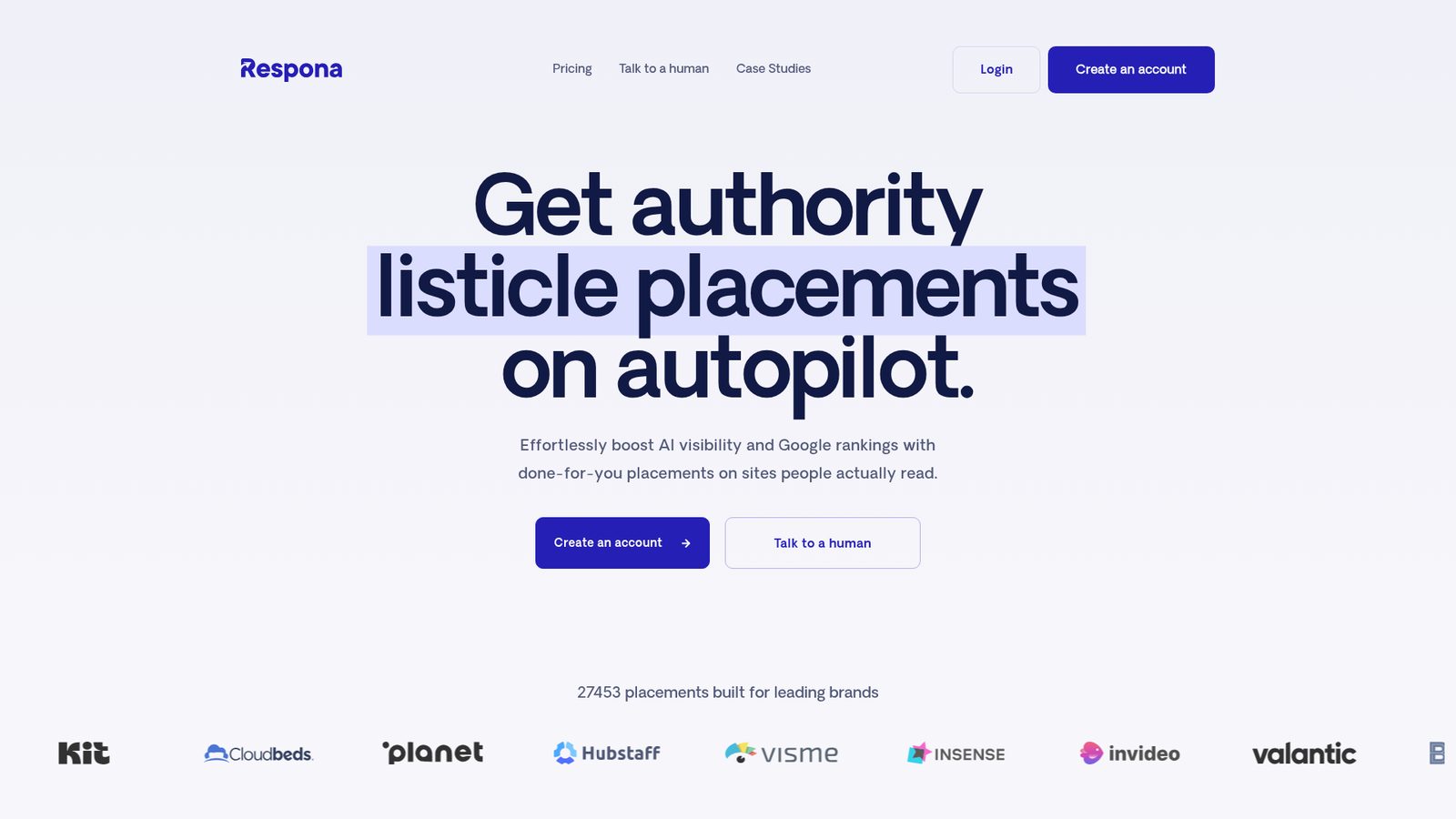 Respona homepage screenshot