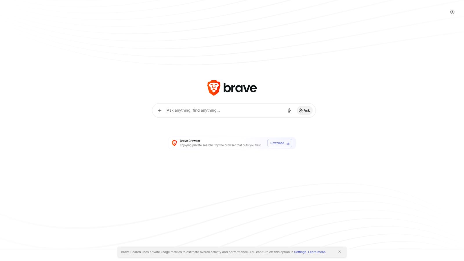 Brave Search homepage screenshot
