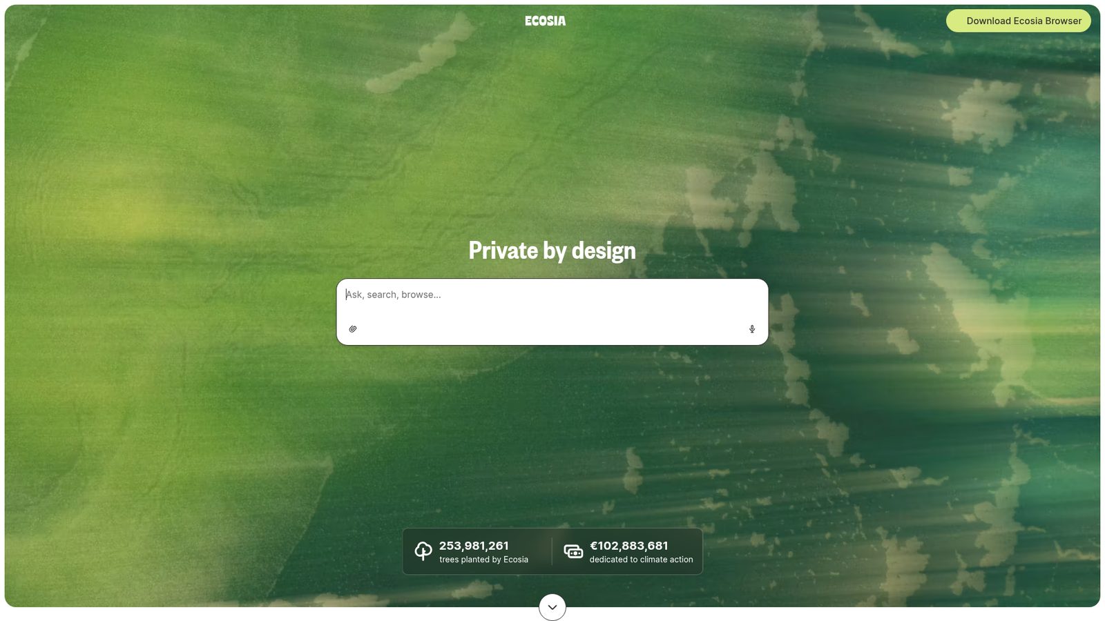 Ecosia homepage screenshot