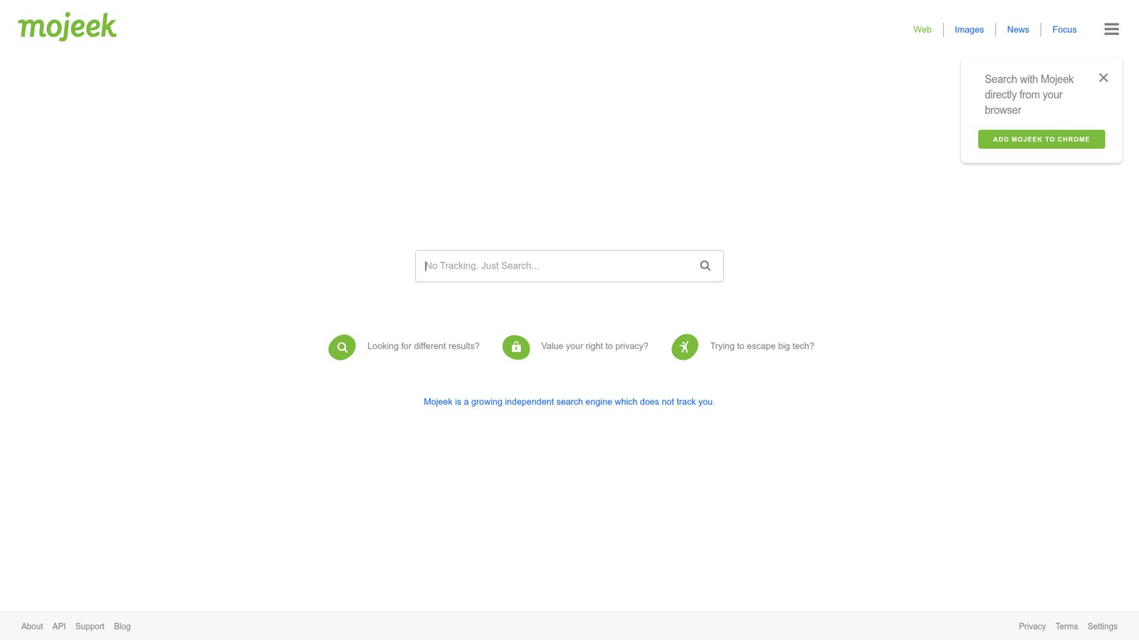 Mojeek homepage screenshot